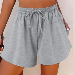 Women's Vintage Casual Floral Print Drawstring Loose High Waist Cotton Linen Sport Office Summer Shorts