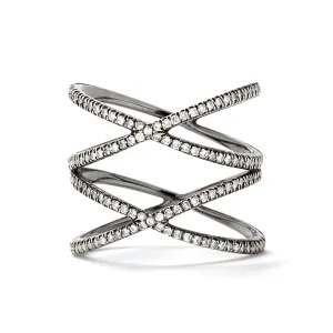 XX Ring in 18K Blackened White Gold with White Diamonds